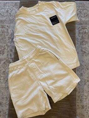 Zara Beige matching set shirt/shorts